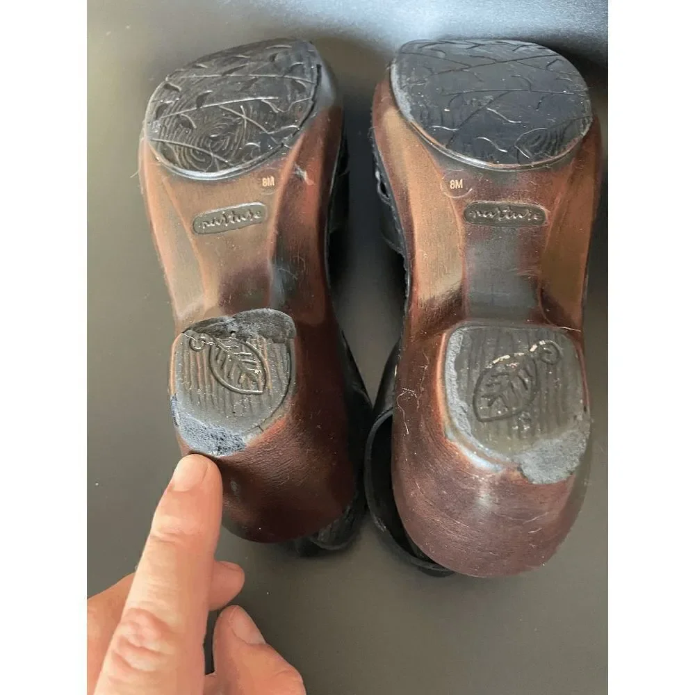 Nurture Black Sandals Wooden Block Heel Women's US Size 8